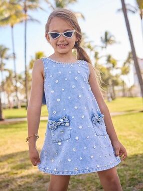 Lola + The Boys Denim Dress with Iridescent Gems